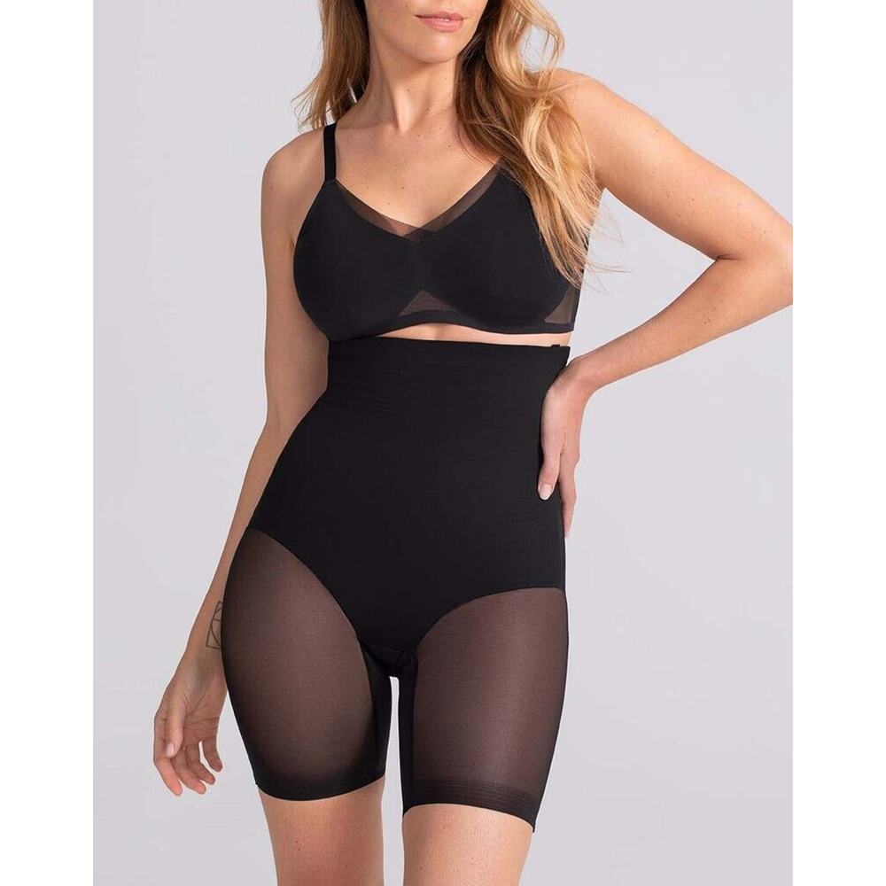 HONEYLOVE Black/Nude SuperPower Shorts Shapewear with Straps. Size 1X. NEW $89